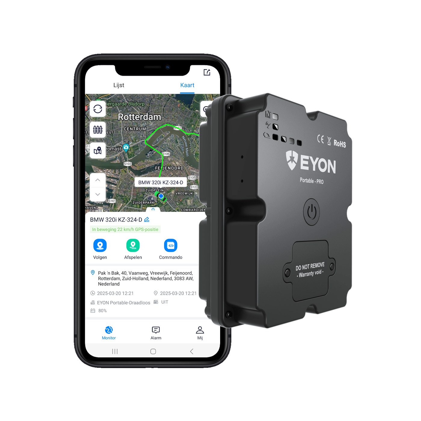 Ο φορητός μαγνητικός εντοπιστής GPS Eyon Portable PRO με την εφαρμογή Eyon, αυτονομία μπαταρίας έως 100 ημέρες, εντοπιστής GPS χωρίς συνδρομή για οχήματα στην Κύπρο